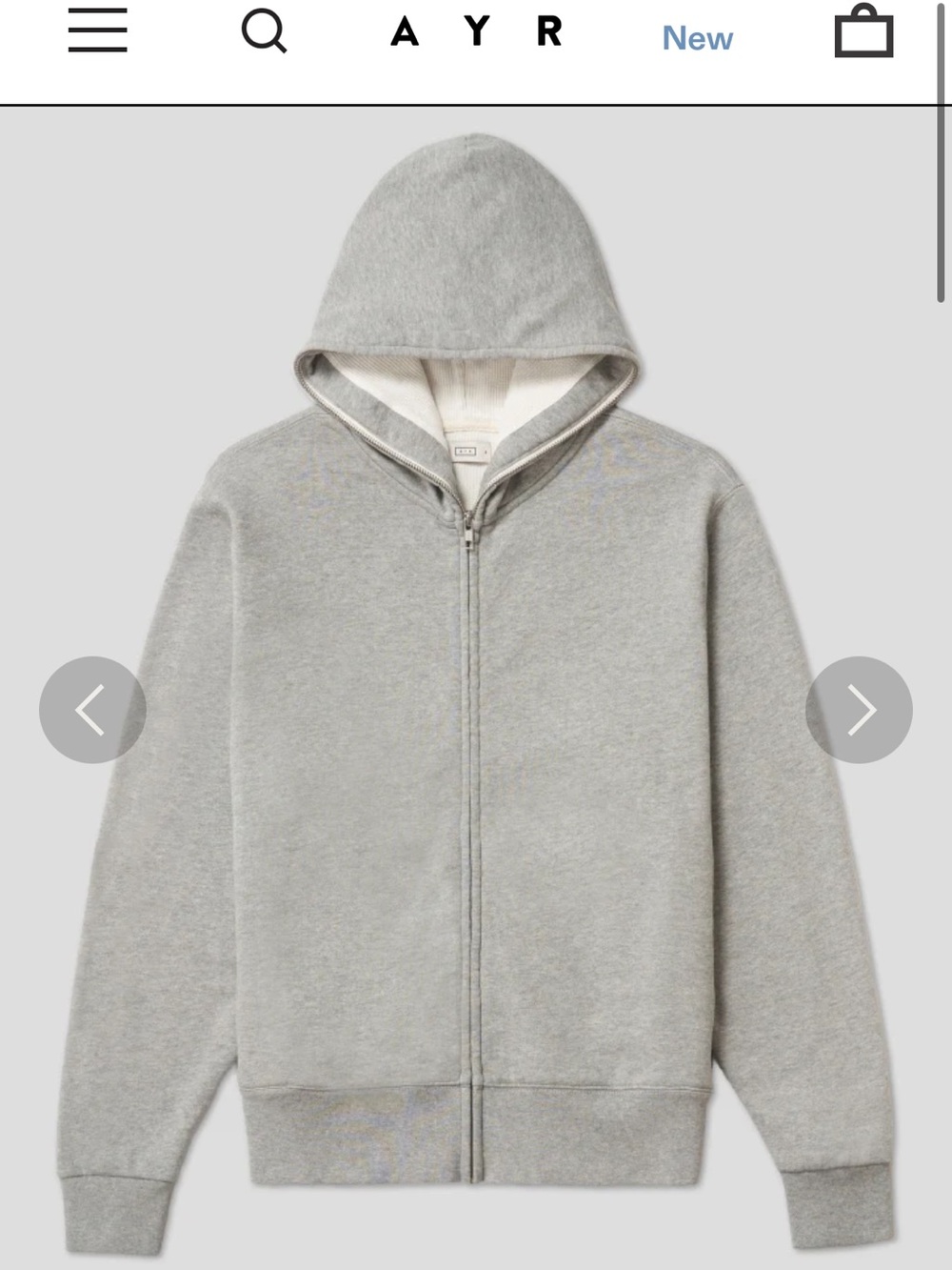 AYR BLT Gray Zip Up French Terry Minimalist Size M